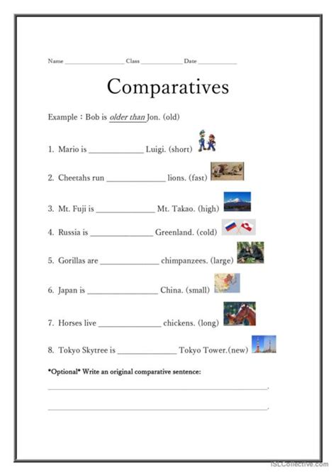 Comparatives English Esl Worksheets Pdf Doc