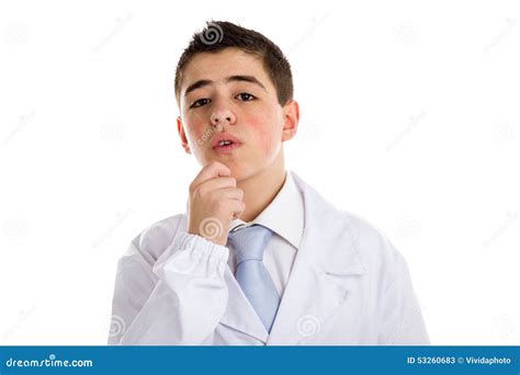 Boy Doctor Holding His Chin Stock Image Image Of Brooding Holding