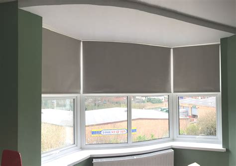 Blackout Roller Blinds For Bay Window Bedroom In Flint Grey Colour