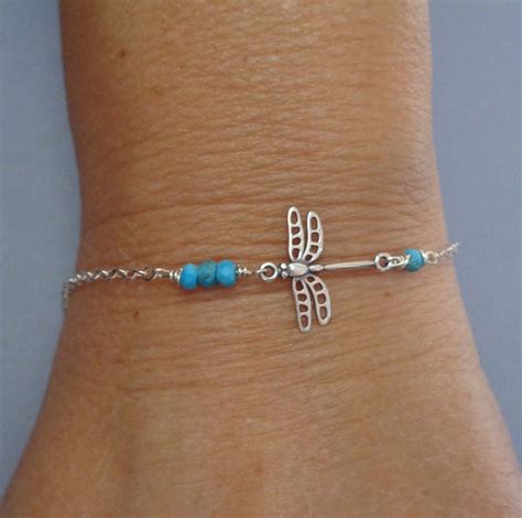 Sterling Silver Dragonfly Bracelet Dainty Dragonfly Jewelry Etsy