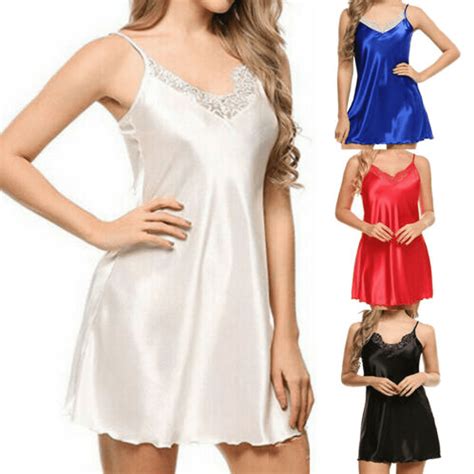 Womens Night Dress Cotton Silk Night Dress Satin Sleepwear Sleep Nightgown Lace Robes Babydoll