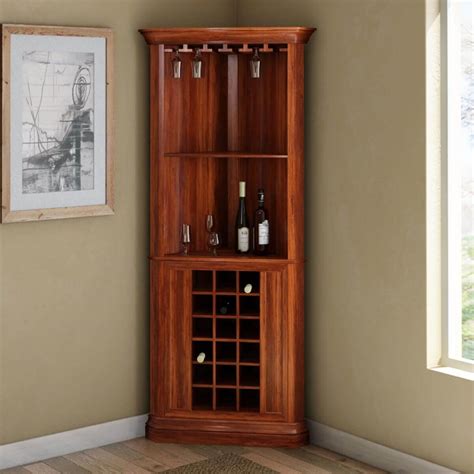 If you only have a few bottles and you lack the space for a large bar setup, a small corner bar cabinet or a side table bar would be the perfect solution for you. Louis Rustic Solid Wood Corner Bar Cabinet
