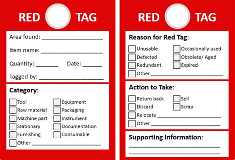 5s Supplies Lean Red Tag Set Of 50 Efforts Consulting