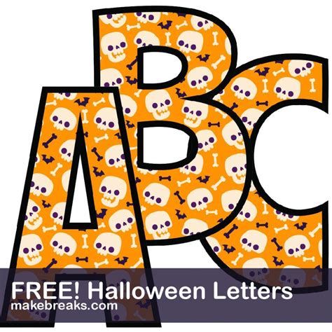 Halloween Free Printable Alphabet Orange And Cute Skulls Make Breaks