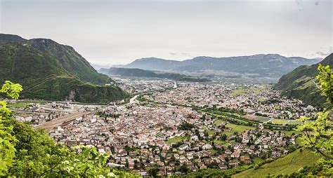 Elevated View Of Town In Mountains Bozen South Tyrol Italy Digital