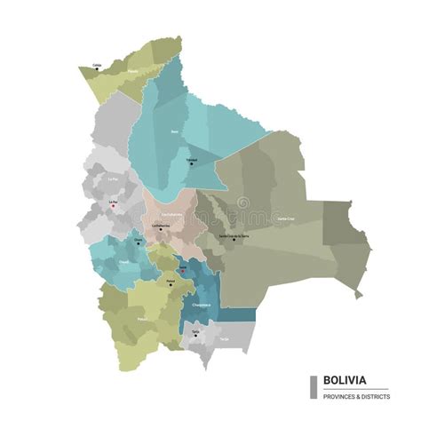 Bolivia Higt Detailed Map With Subdivisions Administrative Map Of