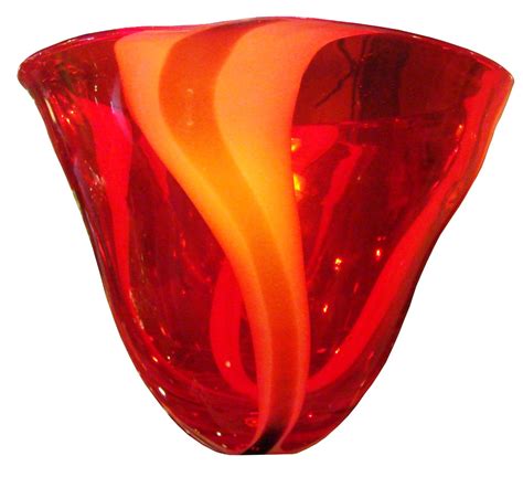 Large Modern Flowing Blown Glass Vase In Red With Streaks Modernism