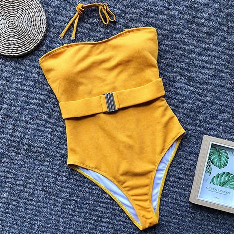 2019 Sexy One Piece Swimsuit Women Bathing Suit Push Up Swimwear Solid Swimming Suit For Women