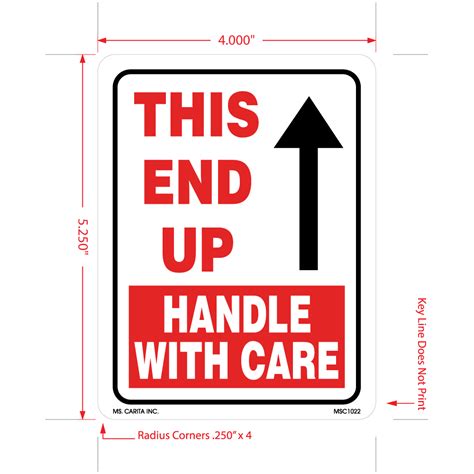 Handle With Care This End Up Labels 525 Inch X 4 Inch 500 Per Roll