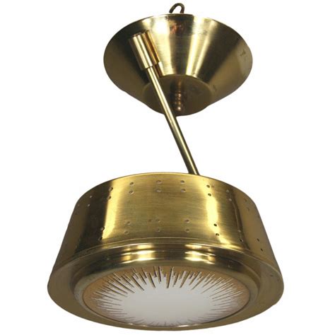 Mid Century Sunburst Brass Semi Flush Mount At 1stdibs