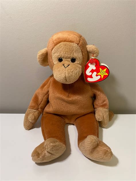 Ty Beanie Baby Bongo The Adorable Monkey Plush With Tan Tail Etsy