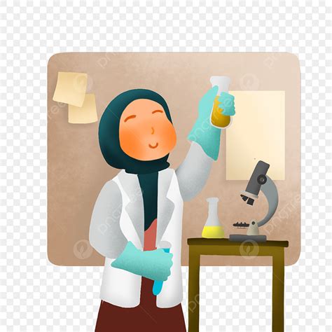 Girl Scientist Clipart Vector Scientist Moslem Girl Microscope