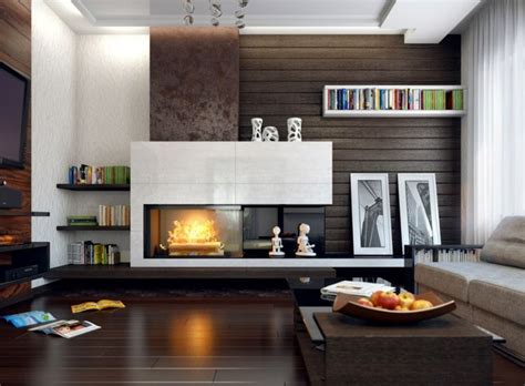 Einen kamin mit dekorativen elementen aus plexiglas und stahl. Wohnzimmer mit Kamin gestalten - 43 Ideen für Wärme und ...