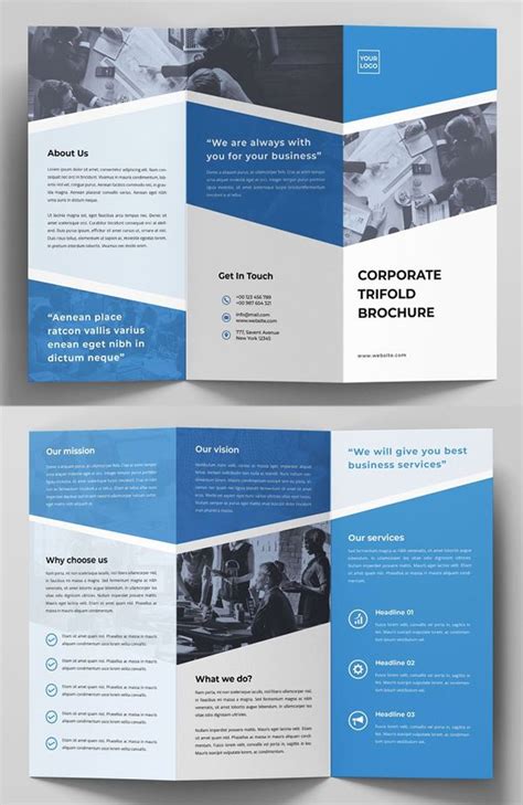Two Fold Brochure With Blue And White Accents