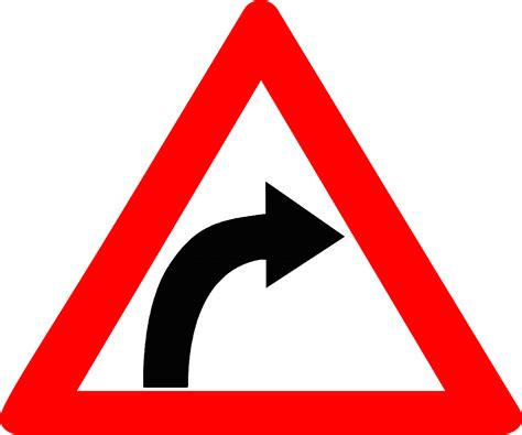 Warning Sign Traffic Sign Driving Road Right Hand Curve Sign Clipart