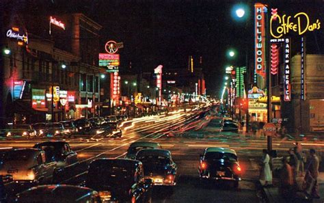 Hollywood Boulevard 1950s Los Angeles At Night Los Angeles Tourism