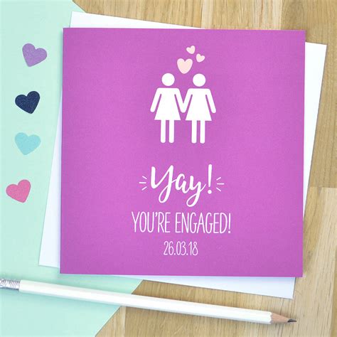 Same Sex Female Youre Engaged Card By Pink And Turquoise