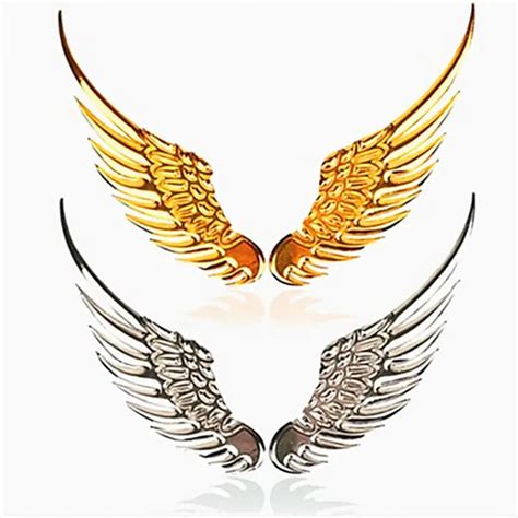 3d eagle angel wings badge car auto motorcycle body emblem sticker metal aluminum decals silver