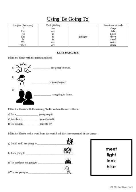 Using Be Going To English Esl Worksheets Pdf And Doc