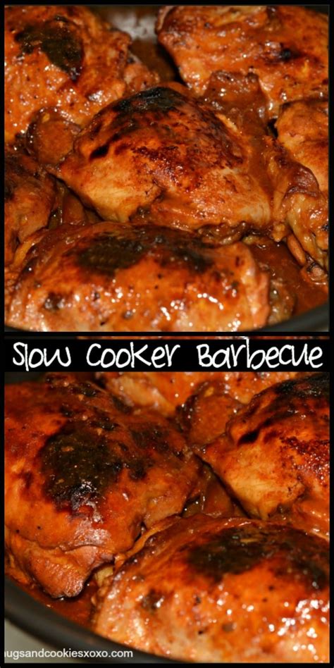 Add olive oil, chicken and bbq sauce to crockpot. 2 Ingredient Slow Cooker Barbecue Chicken - Hugs and ...