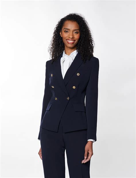 Womens Double Breasted Suit Jacket In Navy Hawes And Curtis
