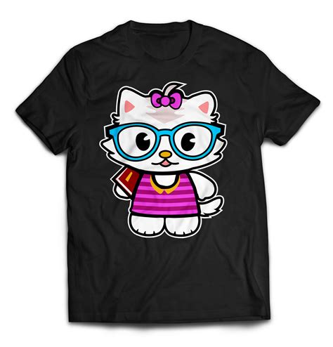 hello cute kitty nerd glasses tee shirt merch ready designs for amazon and all other pod sites