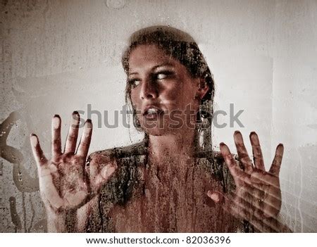 Beautiful Sexy Woman Looking Through Steamed Shower Glass Stock Photo Shutterstock