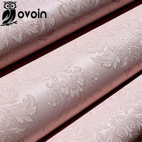 Bedroom Background Vinyl Wall Wallpaper Classic Pink Floral Textured
