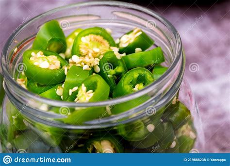 Hot Peppers And Jalapeno Peppers Placed In A Jar Stock Photo Image Of