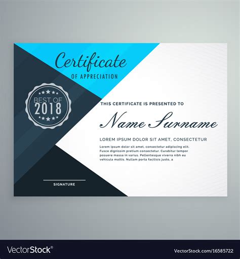 Elegant Blue Diploma Certificate Design Template Vector Image