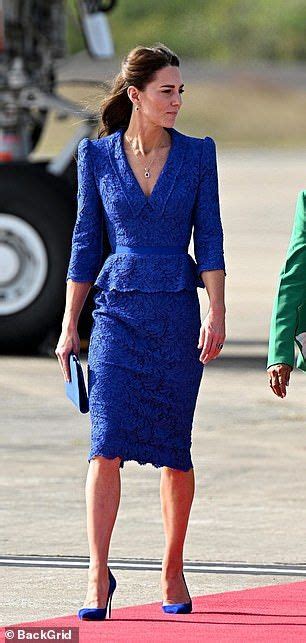 Kate Middletons Touching Tribute To The Queen Cobalt Blue Lace Dress