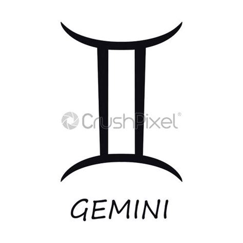 Gemini Zodiac Sign Black Vector Illustration Celestial Twins Esoteric