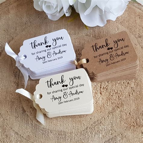 Wedding Favour Tags Personalised Small Thank You For Sharing Special