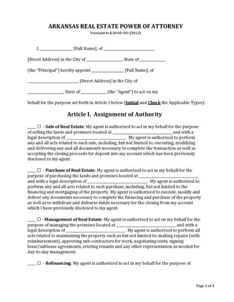 Free Arkansas Power Of Attorney Forms 11 Types