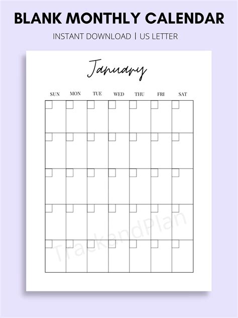 Blank Monthly Calendar Printable Perpetual Calendar Printable