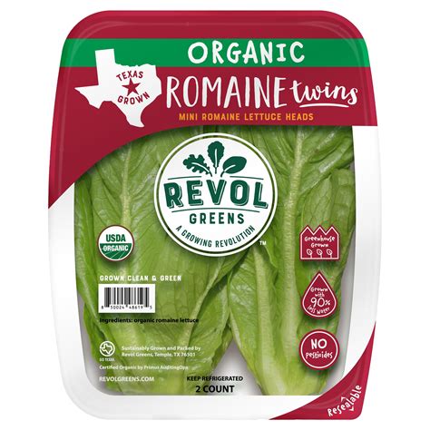 Revol Greens Organic Romaine Twins Lettuce Shop Lettuce And Leafy