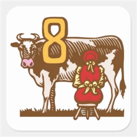 Eight Maids A Milking Square Sticker Zazzle