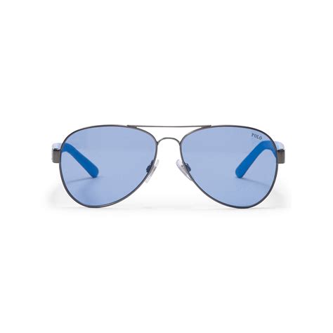Polo Ralph Lauren Contrast Aviator Sunglasses In Silver