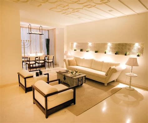 Contemporary Indian Living Room Interior Elegant Ceiling