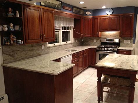See more ideas about cherry cabinets, kitchen design, kitchen remodel. Cherry Kitchen Cabinets with Granite Countertops - goodworksfurniture | White granite ...