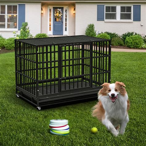 Waleaf 48 Inch Heavy Duty Dog Crate Indestructible Dog Kennel With