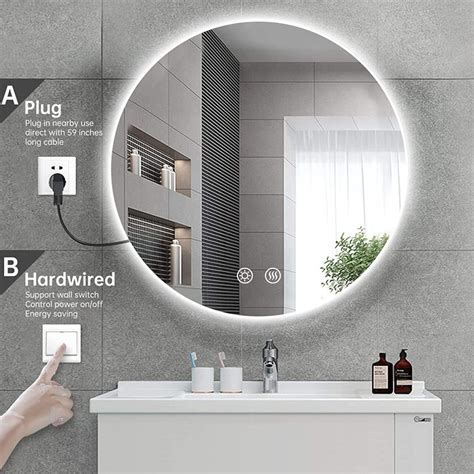 Bbe Modern And Contemporary Lighted Fog Free Round Bathroom Vanity Mirror And Reviews Wayfair
