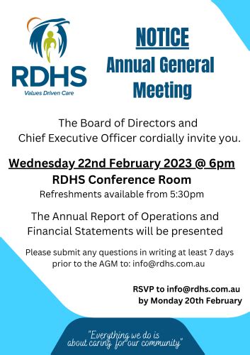 Notice Annual General Meeting Robinvale District Health Services