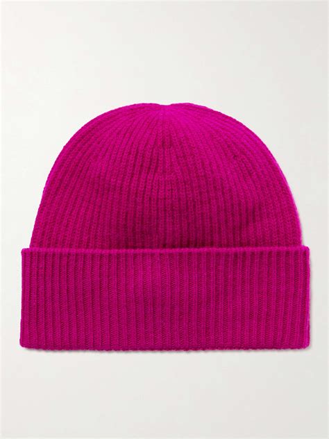 Pink Appliquéd Ribbed Virgin Wool And Cashmere Blend Beanie Moncler