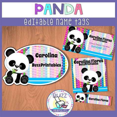Editable Name Tags Or Labels Panda Theme Classroom Decor Teaching