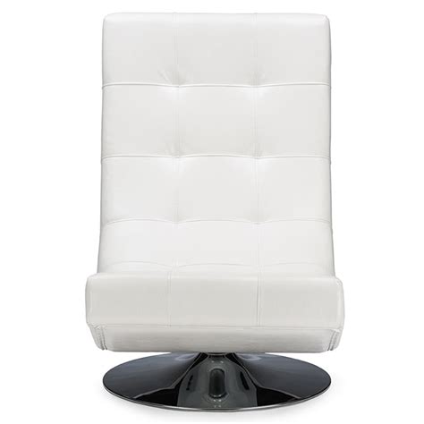 Cozy chair has swivel ability and soothing gliding feature. Baxton Studio Elsa Faux Leather Swivel Accent Chair in ...