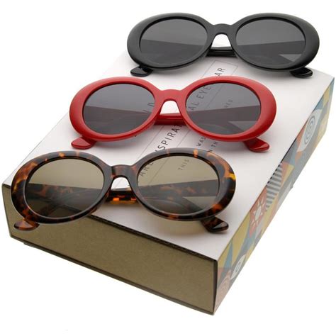 Large Retro Round Oval Clout Goggle Sunglasses C383 Promo Box