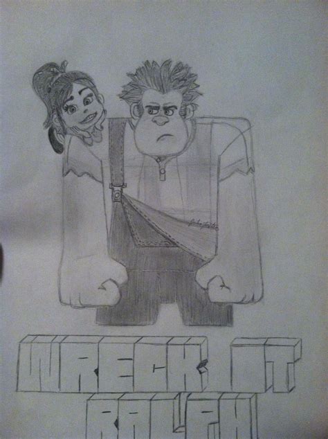 In Process Pencil Drawing Of Wreck It Ralph And Vanellope Wreck It