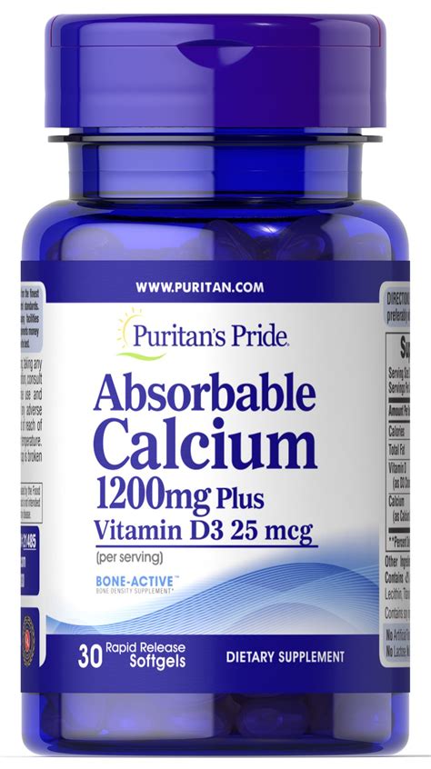 Absorbable Calcium 1200 Mg Plus Vitamin D3 25 Mcg Trial Size 30 Rapid