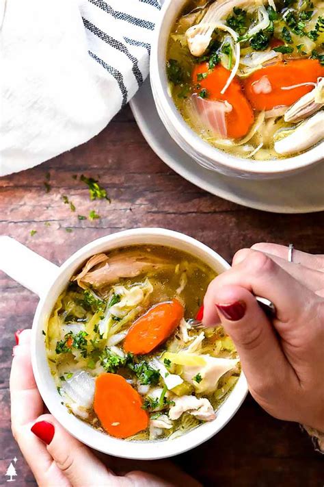 Easy Low Carb Keto Chicken Soup With Noodles Little Pine Kitchen